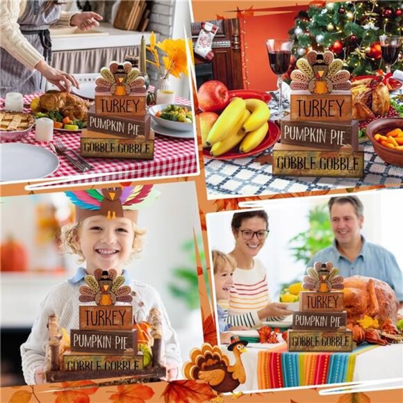 4 Pcs Fall Decorations for Home Thanksgiving Tiered Tray Decor Fall Table Decor - Picture 4 of 7